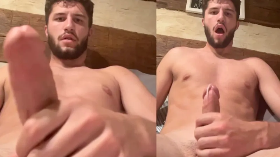Redneck jock stroking his cock in his bed and cumming - ThisVid.com