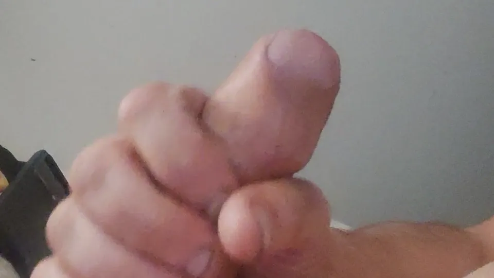 Releasing cum from my uncut cock