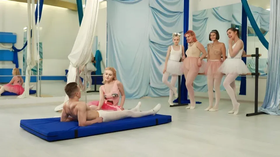 Reverse Gang Bang With Hot Ballerinas 