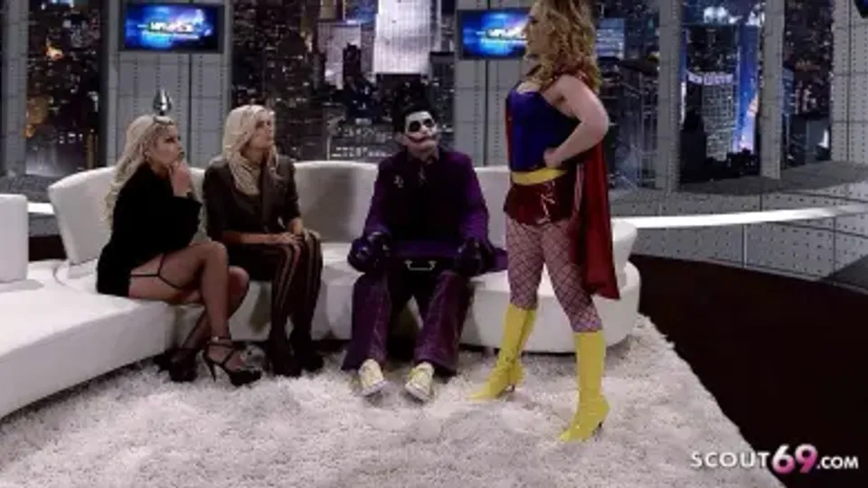 Reverse Group Sex At Joker Parody Porn With Three Big Tits Milfs And One Guy on PornDoe.com