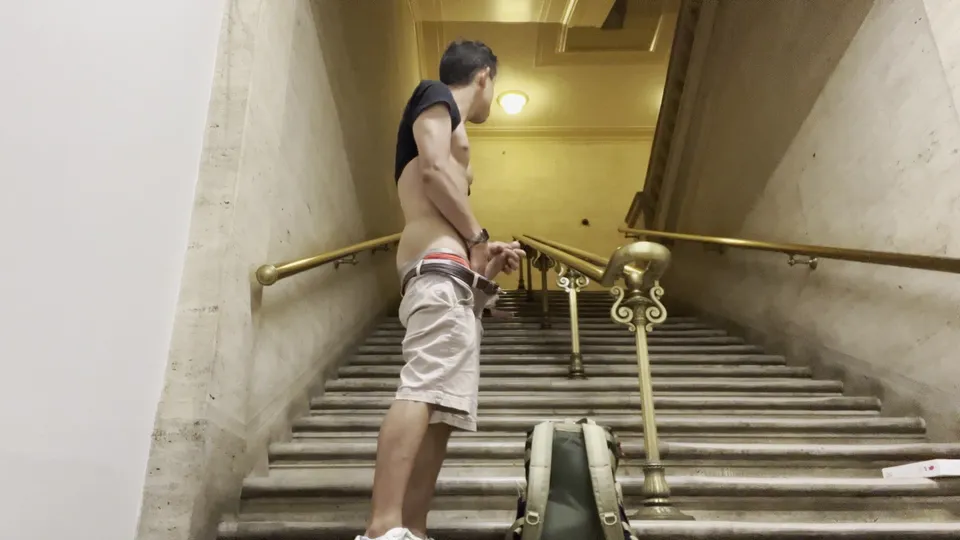 Risky Boy Busts Cum Shot In Public At Union Station