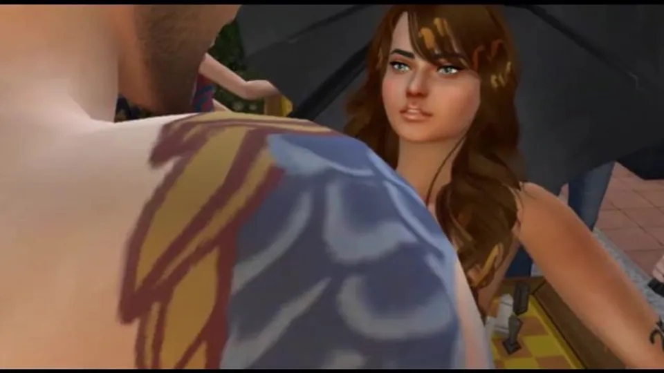 Sex on a chess table under an umbrella with a red-haired girl  Porno Game 3d