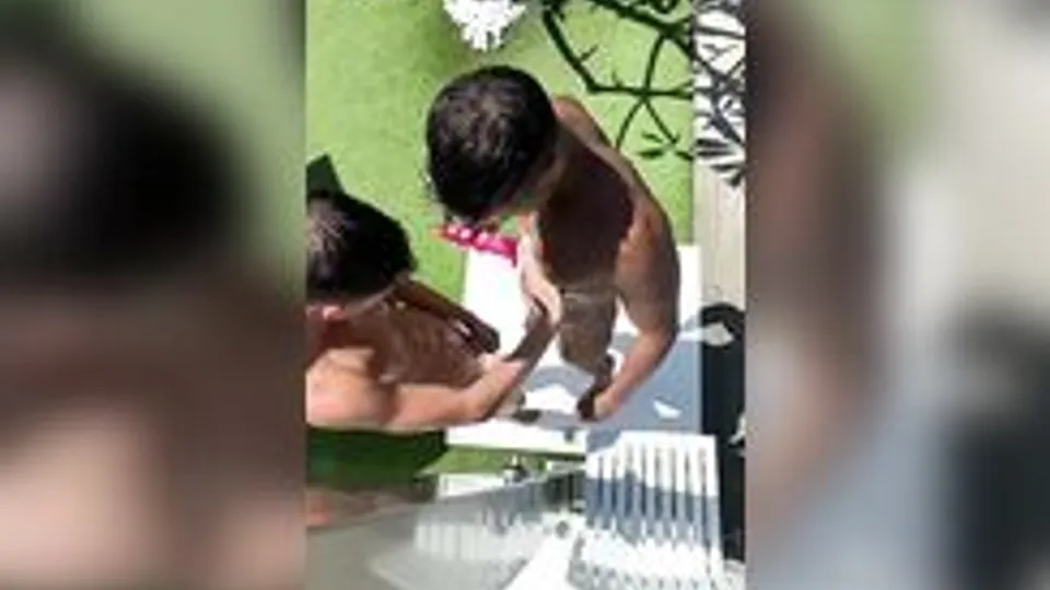 Sexy Boys Outside Shower Oral
