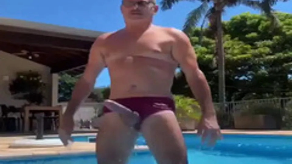 Sexy Grandpa Flashes His Big Hard Cock