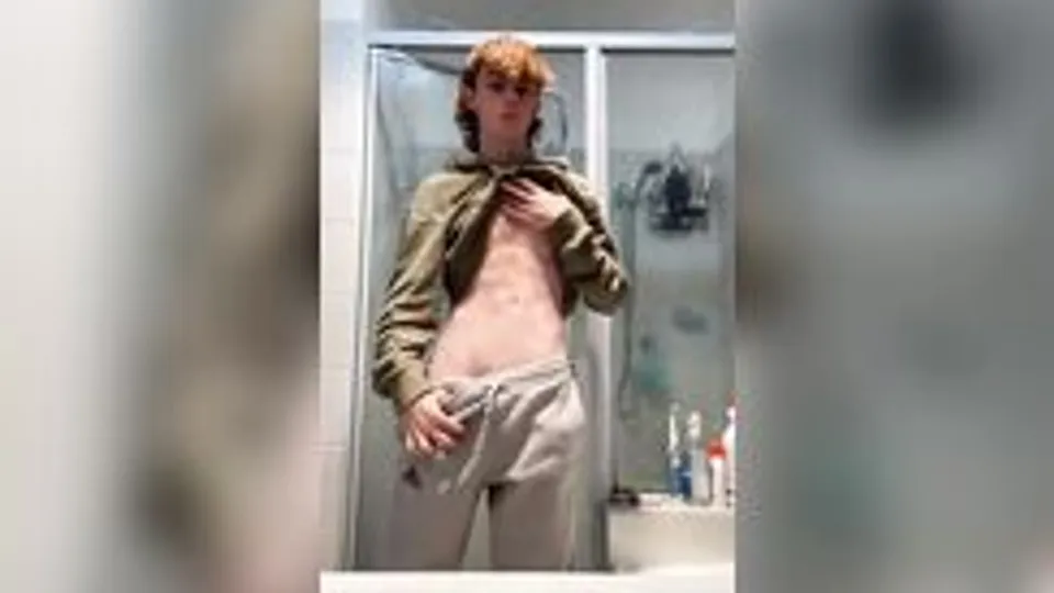 Sexy twink in mullet uncut boner reveal