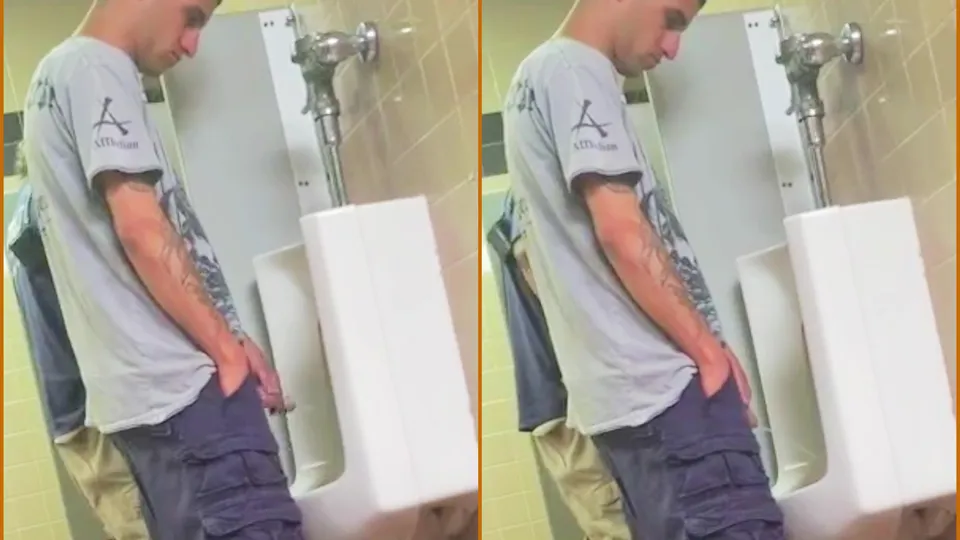 Shaved Head Dude Strolls-Up to the Urinals for a Piss - ThisVid.com