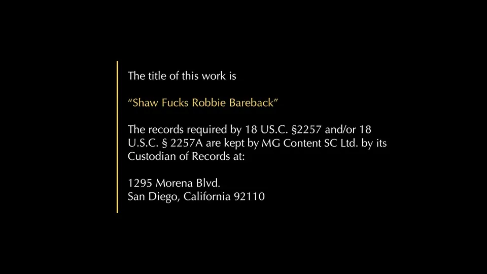 Shaw Fucks Robbie - Bareback 2016