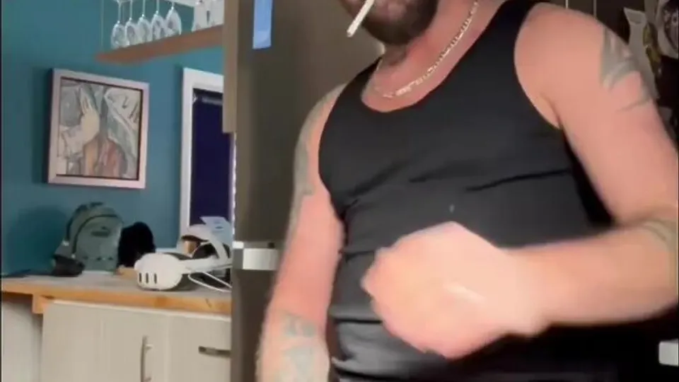 SHORT CLIP OF WHITE TRASH SMOKING AND STROKING - NO CUM - ThisVid.com