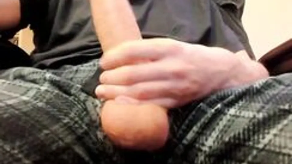 Showing-off big cock, feet and ass