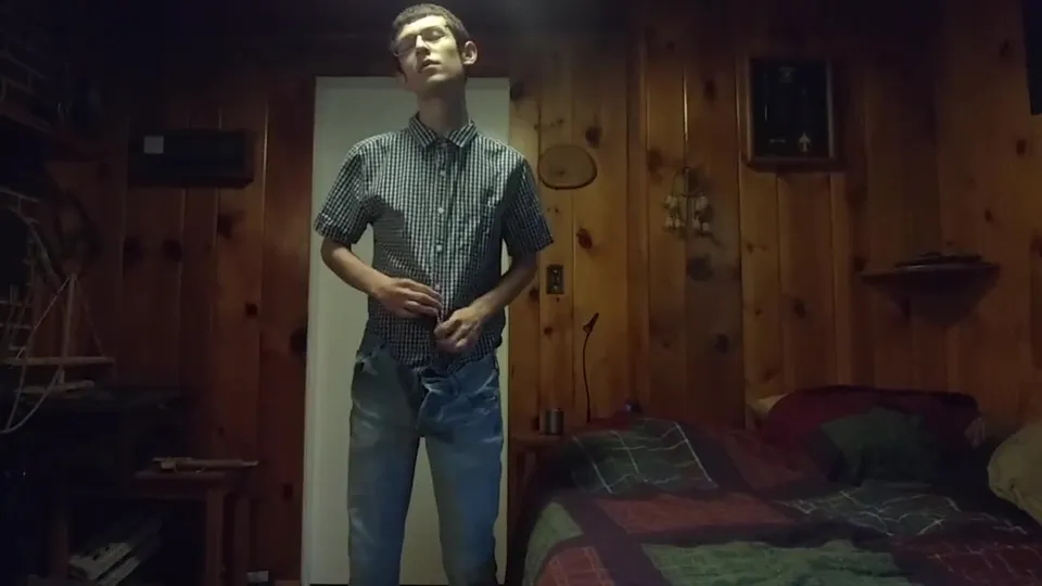 Skinny nerd teen with huge dick jerking off - ThisVid.com