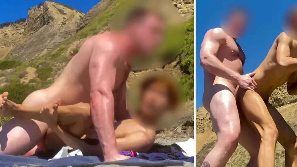 Skinny twink scored by a Big Hunk under the scorching sun