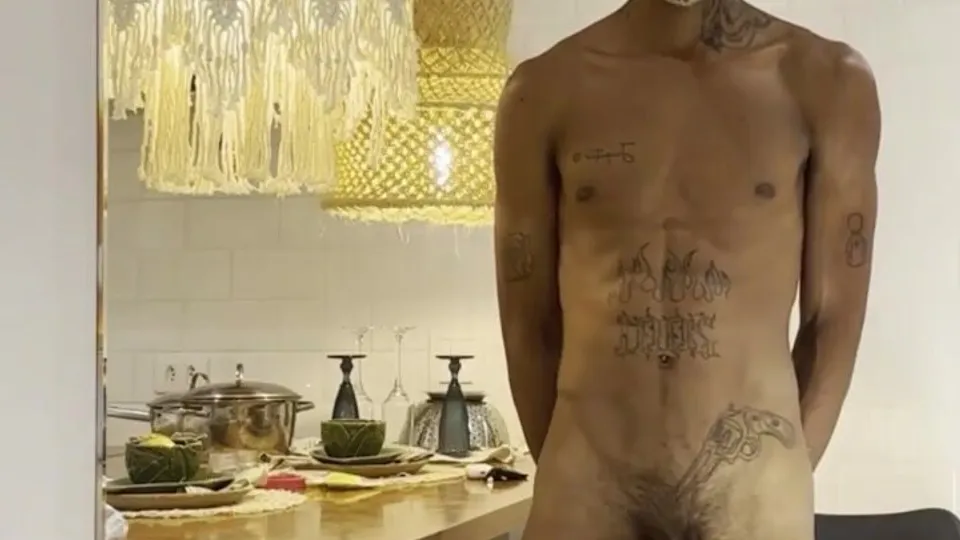 Slim guy stroking his huge long horse dick - ThisVid.com