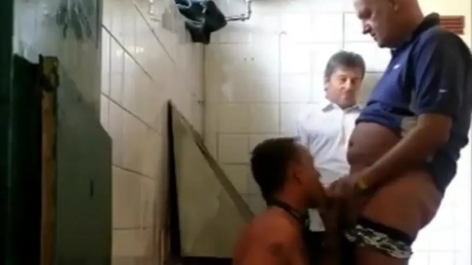 Slut pig taking daddy cocks in the men's room - ThisVid.com