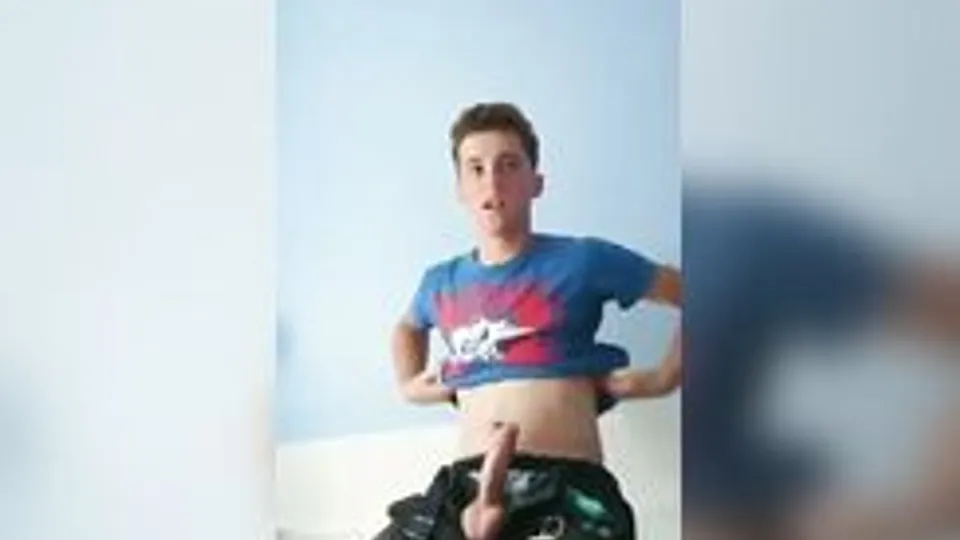 smooth twink plays with precum and cums