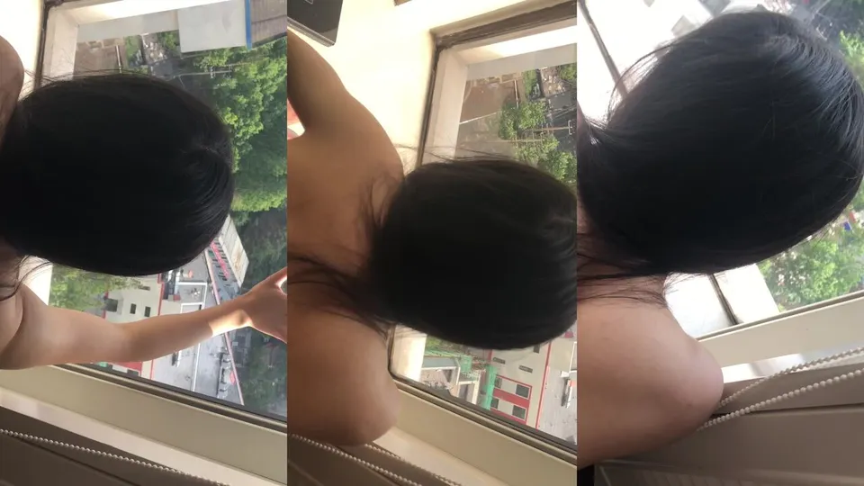 Snake Nobuko’s sister was pressed against the window and fucked from behind 