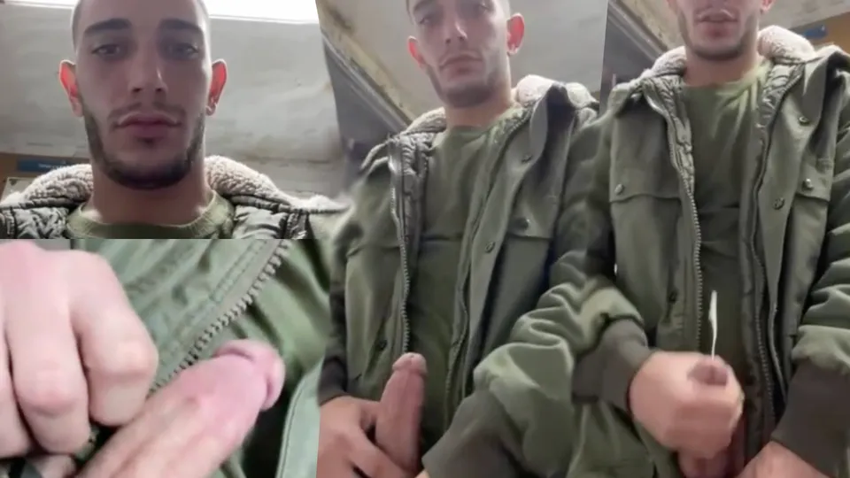 Soldier smoking at post, jerking his cock off & cumming - ThisVid.com