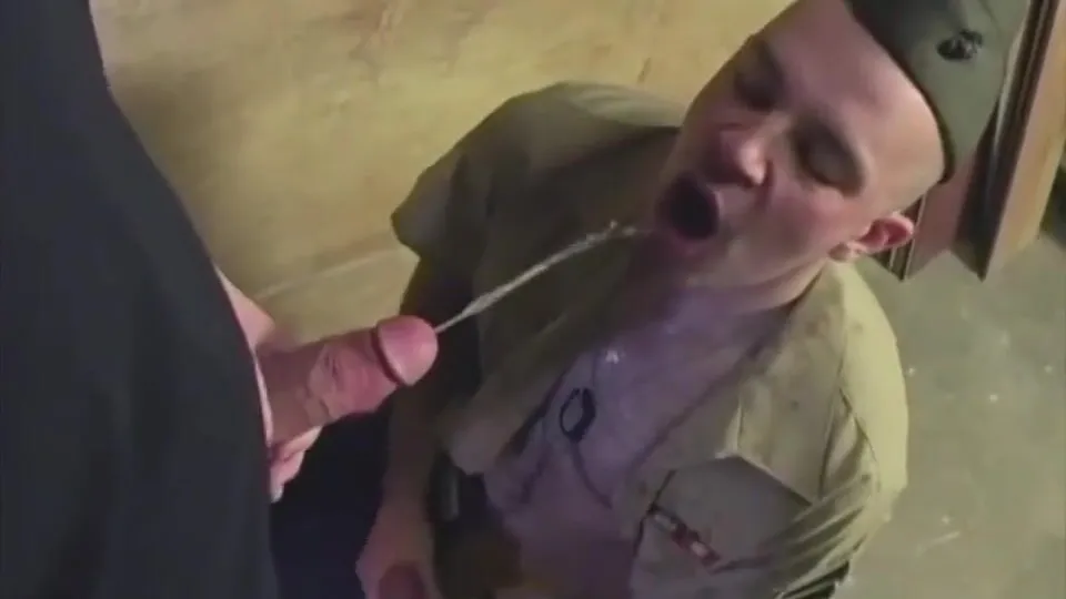 Soldiers Unload in Eager Cocksucker's Mouth