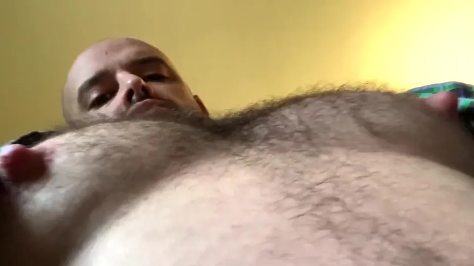Spoken Dude Parent Demonstrating Off Phat Puffies in Open T-Shirt
