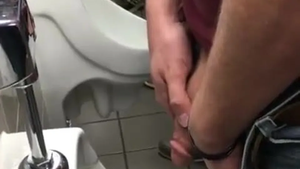 Spy airport urinal piss by guy with big cut cock - ThisVid.com