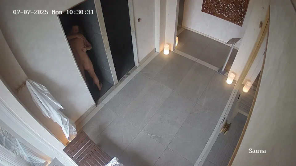 Spy - Guy gets a boner at the sauna on ipcam - ThisVid.com