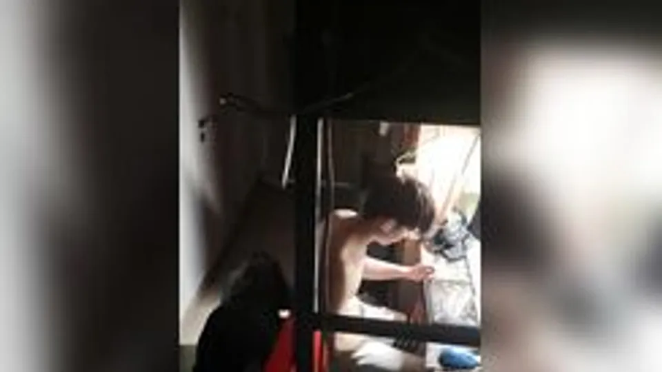 Spying on my straight roommate jerking off