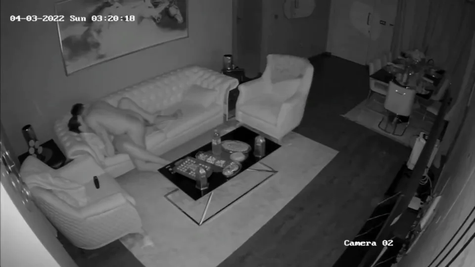 Late Night Str8 Couple in Dark Living Room