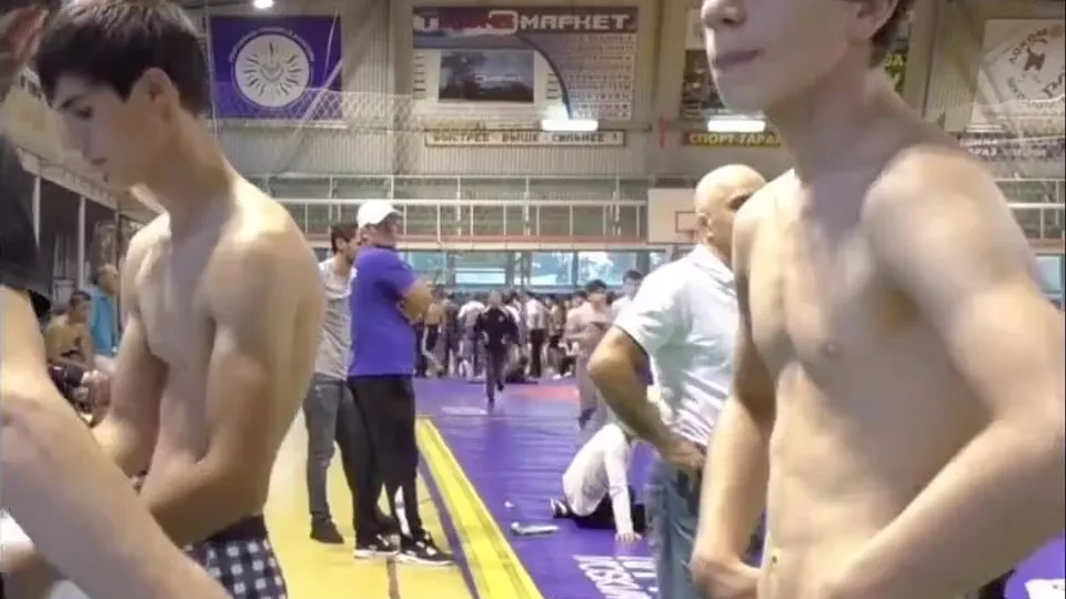 Straight boys weighing in for wrestling