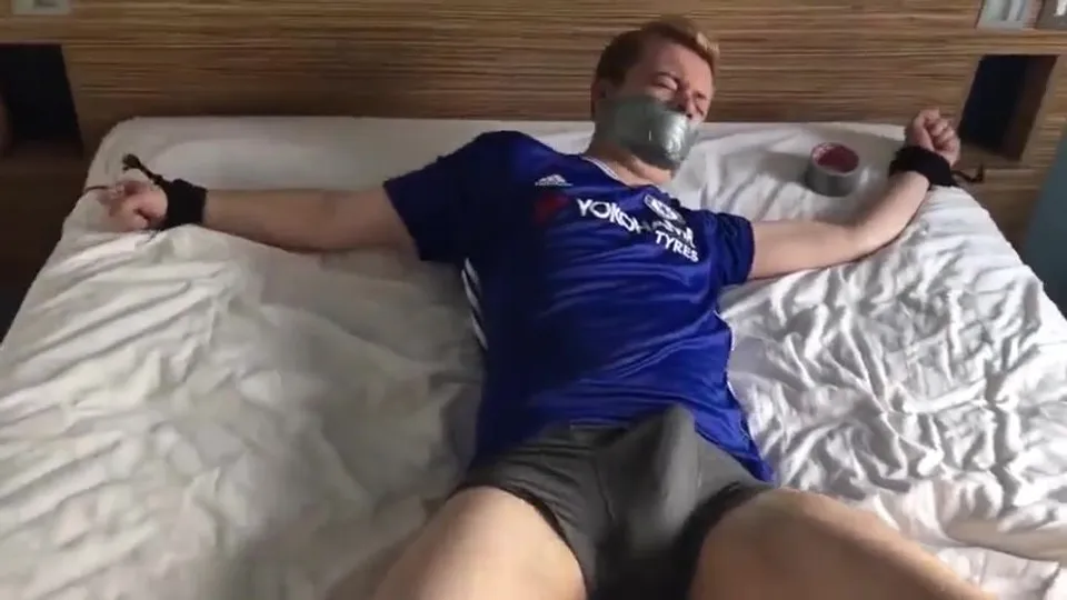 Straight Footie lad tied up and wanked off - ThisVid.com