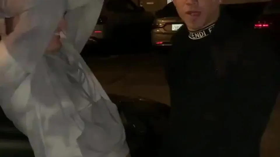 Straight guy getting sucked outside