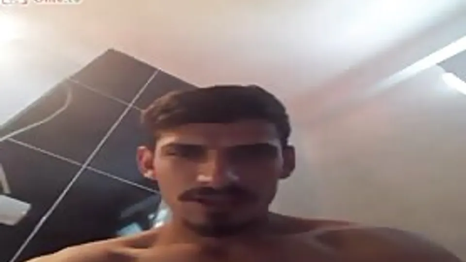 Straight handsome arab hunk cums at bathroom