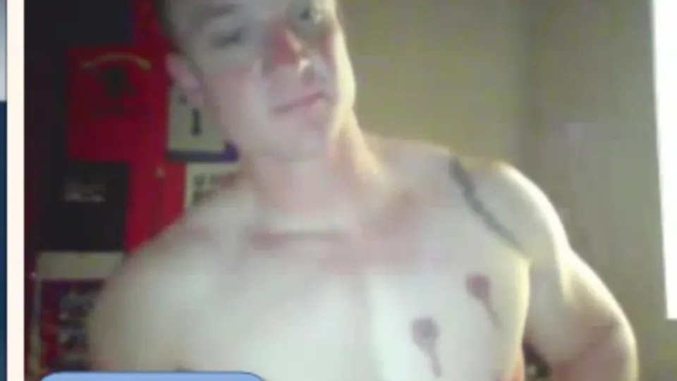 Muscular Army Guy Masturbates to Fake Girl