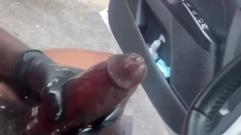 Stroking his bbc outdoors with car door open - ThisVid.com