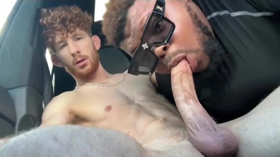 Stud gets his cock worshipped in a car - ThisVid.com