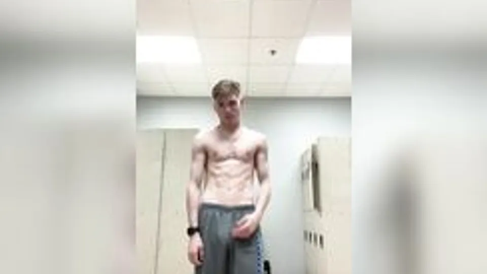 Swimmer Paul jerking off after practice in the car