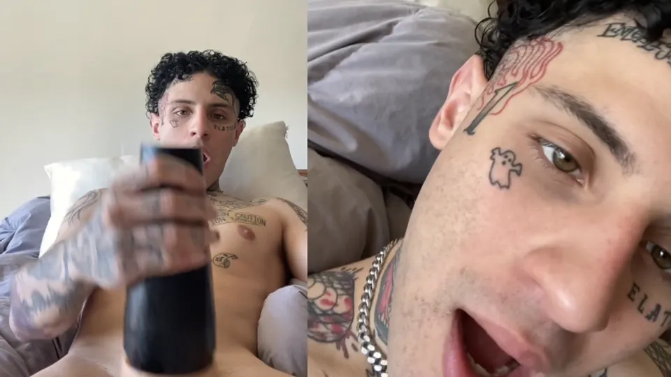 Tatted verbal daddy stroking his fat cock - ThisVid.com