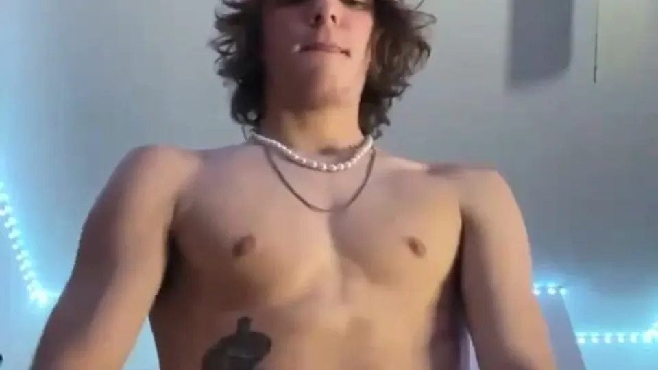 Tattoo twink plays cock in the room - TP1
