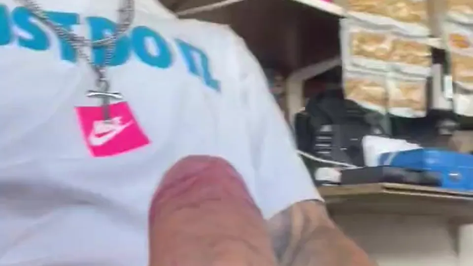 Tattooed Guy Shows His Veiny Cock Up Close