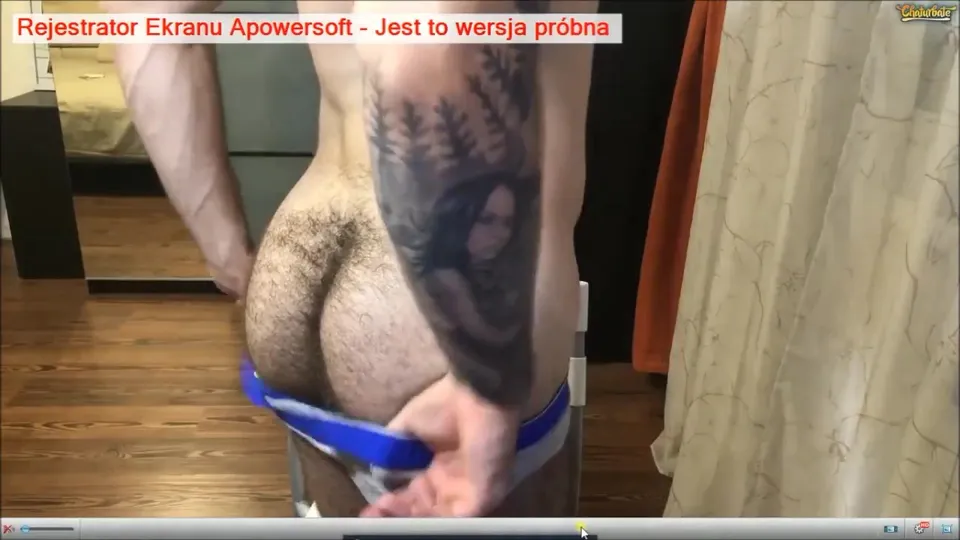 Tattooed guy shows off hairy ass and crack - ThisVid.com
