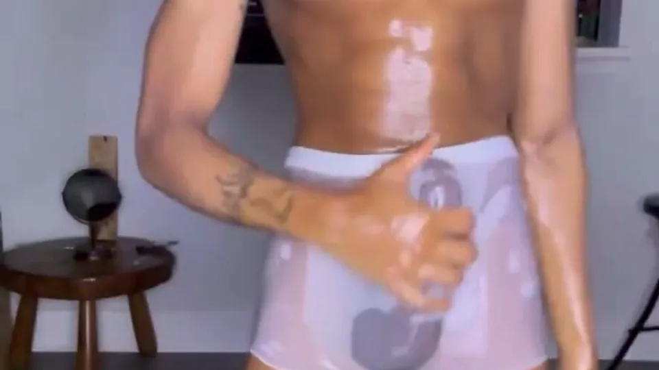 Teasing his huge BBC in wet boxers - ThisVid.com