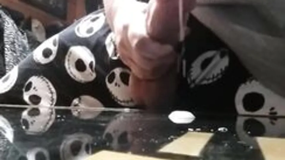 teen in pajamas quick closeup cum