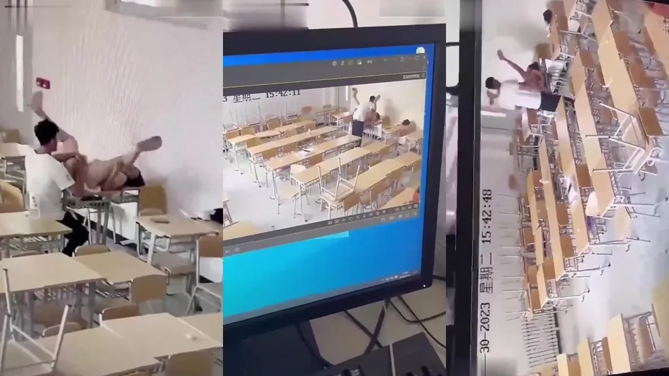 The big melon of Yantai Gold Vocational College is released to the public. The couple has sex on the classroom desk. They lick first and then fuck passionately. Its so spicy for the eyes 