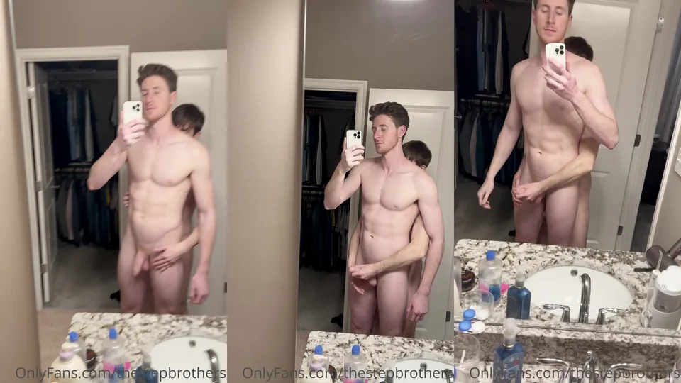 TheStepBrothers - Lil bro gives Big bro a short reacharound wank - 1 min - free gay porn