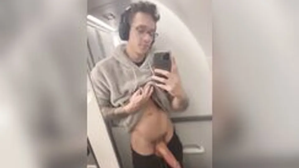 Thick young cock in plane