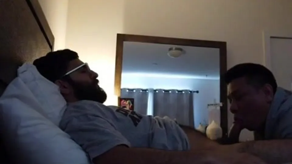 Thirsty asian fag drains hairy stud's cock - ThisVid.com