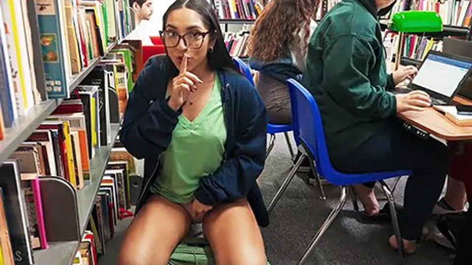 This Slutty Nerd Girl Doesnt Know About Keeping Quiet in Student Library