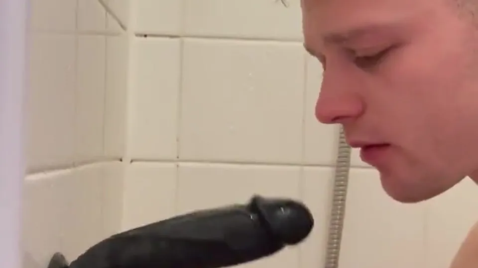 Throat training on a Black dildo! - ThisVid.com