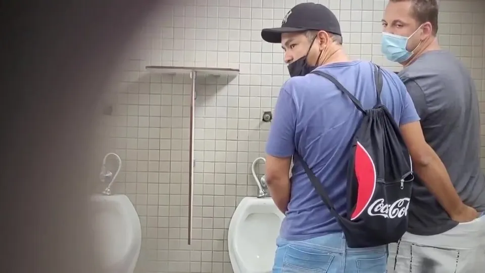 Toilet fun #11 -guys playing in public mensroom
