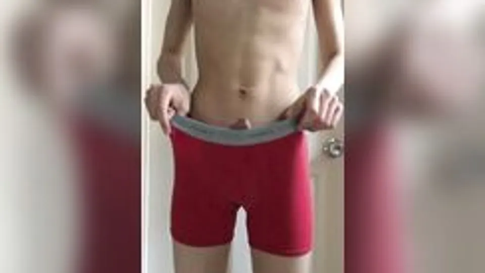 Toned High schooler shows undies off (& cock)