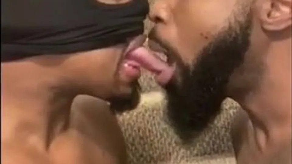 Intense Tongue Kissing Between Black Men