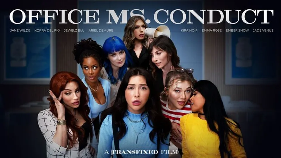 Transfixed - Jane WildeKira NoirEmber SnowKorra Del RioJewelz BluEmma RoseJade VenusAriel Demure - Office Ms. Conduct 